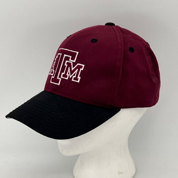 Texas A&M Logo Athletic Snapback Hat One Size Fits All Maroon And Black - Picture 7 of 14